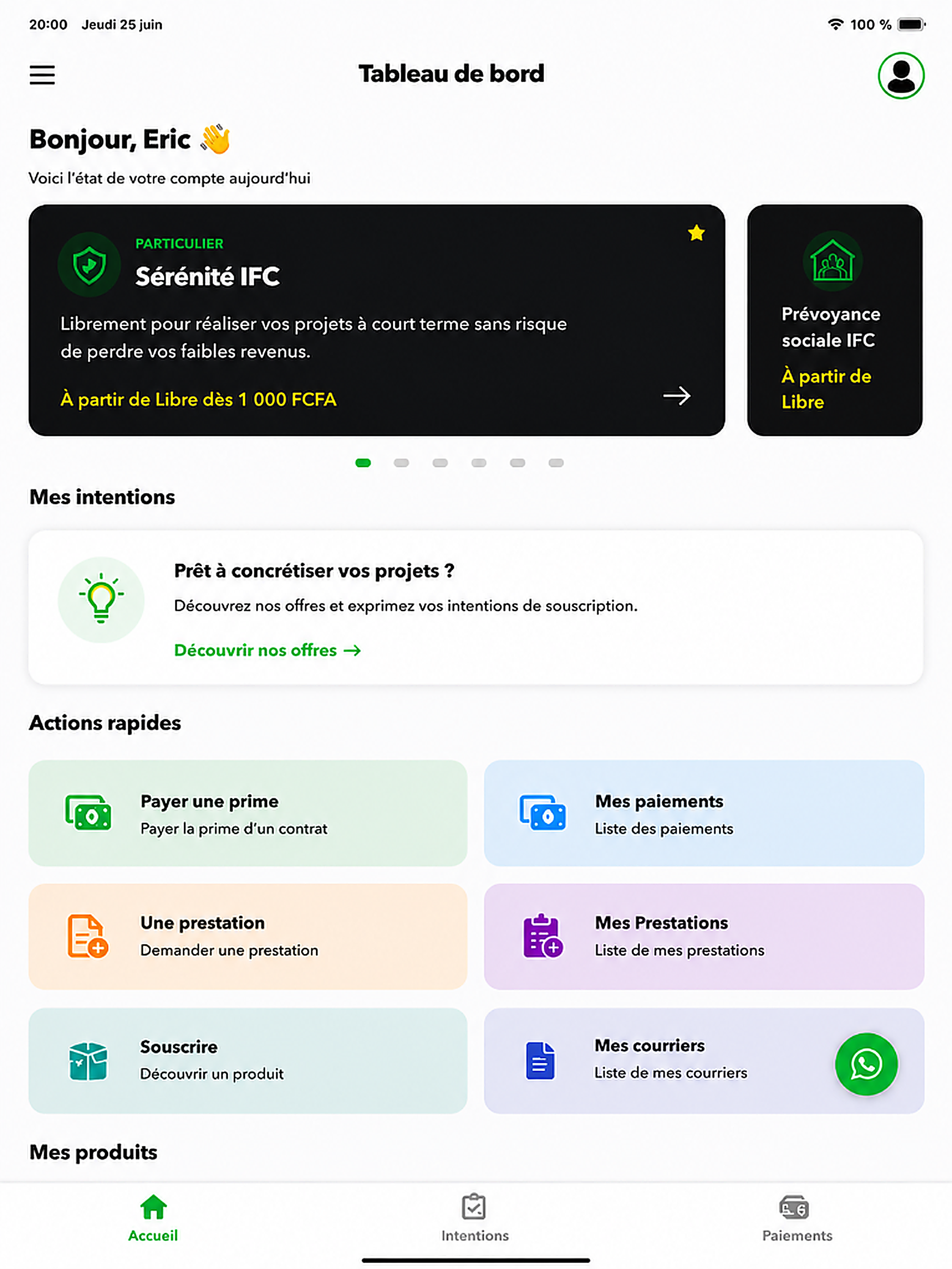 Écran Application AAVIE Digital